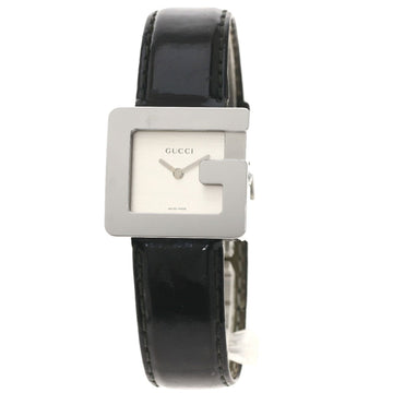 Gucci 3600J G Logo Square Face Watch Stainless Steel Leather Ladies