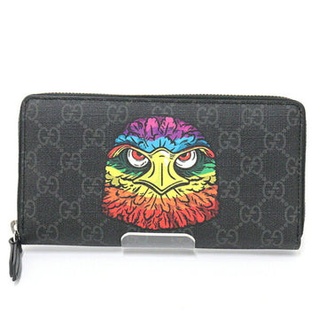 Gucci Bestiary Eagle Print GG Supreme Zip Around Black/Gray/Multicolor 451273 Round Long Wallet