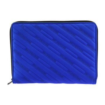 BALENCIAGA Explorer Tablet Second Bag 554219 Nylon Canvas Blue Black Clutch Pouch Round Zipper
