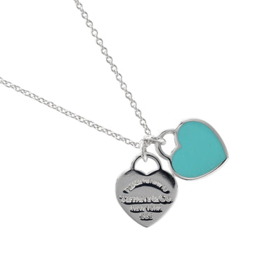TIFFANY&Co. Return to double mini heart tag necklace 925 silver approximately 2.67g for women