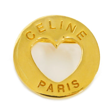 CELINE Brooch Round Heart Logo Die Cut Old Vintage GP Plated Gold Ladies Accessories Jewelry