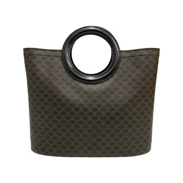 CELINE Vintage Macadam Blason Triomphe Leather Handbag Mini Tote Bag Black Brown