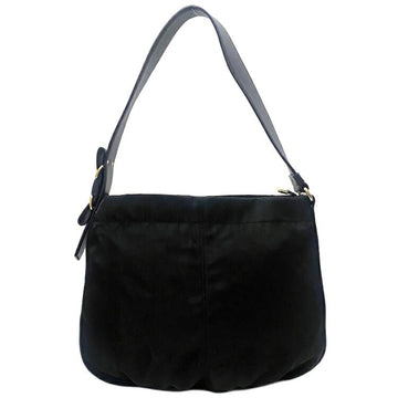 SALVATORE FERRAGAMO Bag Black Vala AU-21 D443 Nylon Leather Handbag Side Ribbon Women's