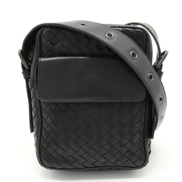 BOTTEGA VENETA Intrecciato Shoulder Bag Leather Black 163313