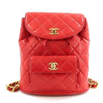 Chanel matelasse chain backpack rucksack leather red duma here mark Vintage