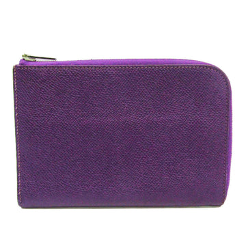 HERMES Remix Duo Women's Epsom Leather Card Wallet Purple