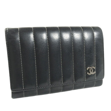 CHANEL bi-fold wallet new mademoiselle lambskin black ladies