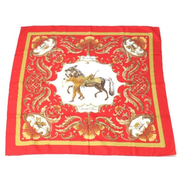 HERMES Cheval Jurc Carre90 Turkish Horse  Red Scarf