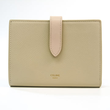 Celine Medium Strap Wallet Women's Calfskin Middle Wallet (bi-fold) Beige,Cream