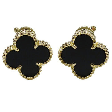 VAN CLEEF & ARPELS Earrings Alhambra Women's 750YG Onyx Yellow Gold VCAR4200 Polished