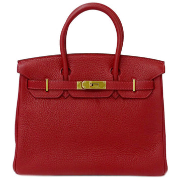 Hermes Birkin 30 Taurillon Clemence Rouge Bag Ladies Handbag Red