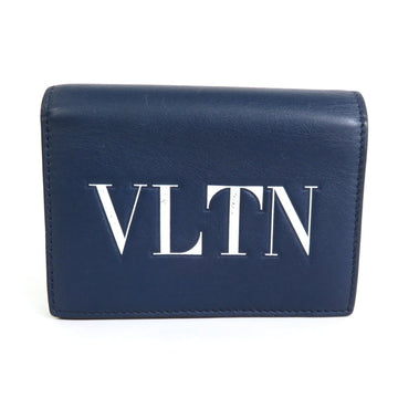 VALENTINO GARAVANI Garavani bi-fold wallet VLTN logo leather navy gold unisex