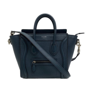 CELINE/ Gauge Nano Shopper 2WAY Shoulder Bag Handbag Blue Ladies