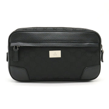 Gucci GG Nylon Waist Bag Pouch Body Leather Black 336672