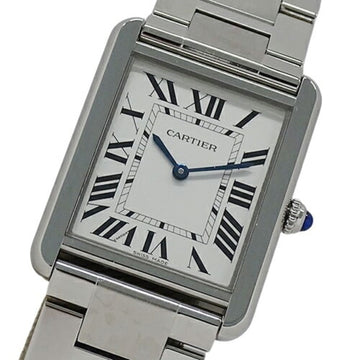 CARTIER Watch Men's Brand Tank Solo LM Quartz QZ Stainless Steel SS W5200014 Silver Square Polished