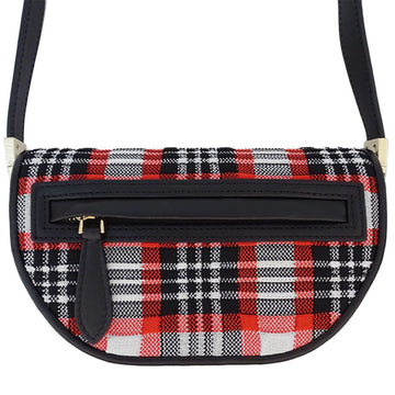 BURBERRY bag Lady's shoulder canvas leather Olympia red black check