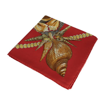 HERMES Rocaille seashell Carre 90 scarf silk scarlet multicolor