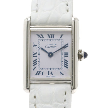 Cartier 6057002 Mast Tank Watch Silver / Leather Ladies CARTIER