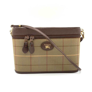 BURBERRY Bag 's Shoulder Check Pattern Multicolor Brown Pochette Ladies Canvas x Leather