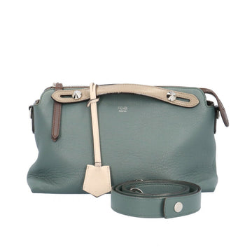 FENDI Visible Mini Medium Handbag Leather 8BL124-5QJ Green Women's