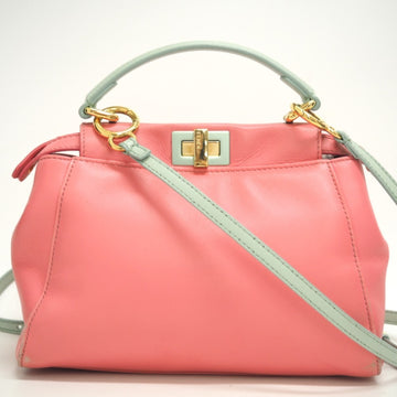 FENDI 8BN244 Mini Peekaboo 2way Handbag Shoulder Bag Pink Ladies
