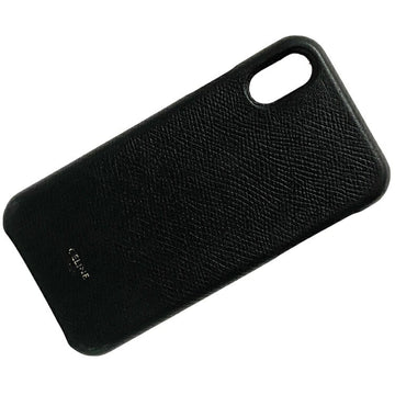 CELINE iPhone X Xs cover black U-NO-1619 banker leather  grain ladies' men's