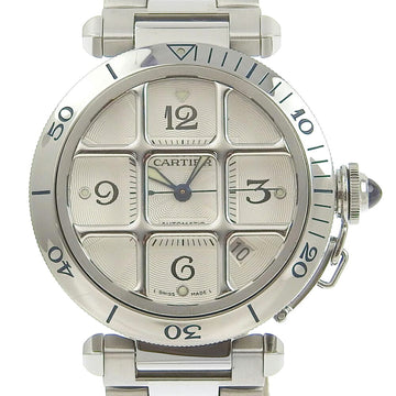 CARTIER Pasha Grid 38 Watch W31040H3 Stainless Steel Silver Automatic Winding White Dial Men's
