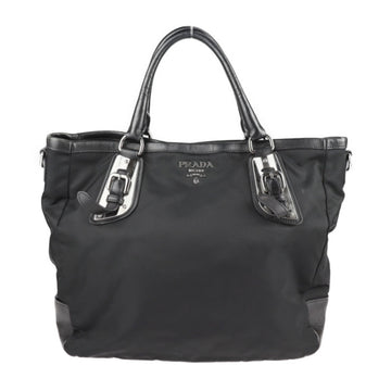 PRADA tote bag BN1831 nylon soft calf NERO black test 2WAY handbag shoulder