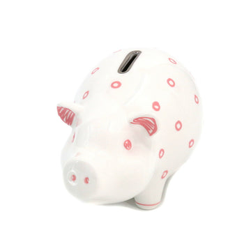 HERMES &Co. Dot Piggy Bank Pig White Pink