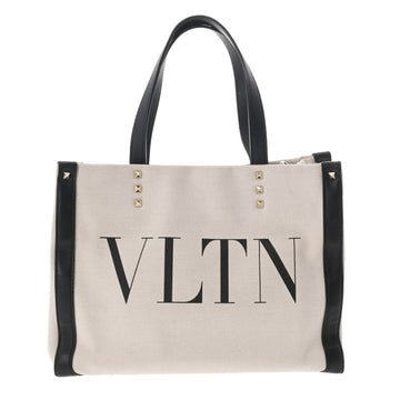 VALENTINO VLTN Print Tote Beige Ladies Canvas Leather Bag