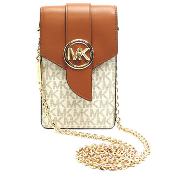 MICHAEL KORS Phone Case Chain Shoulder Women's Bag 32SOG00C5B Leather White Brown