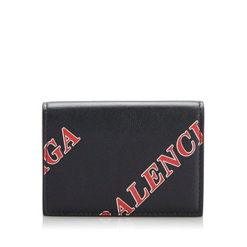 Balenciaga trifold wallet compact 594312 black red leather ladies BALENCIAGA