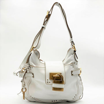 CHLOE  Paddington Shoulder Bag Leather White Ladies Fashion