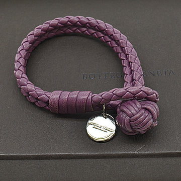 BOTTEGA VENETA Bracelet Intrecciato Light Purple x Silver Leather Metal Material Women's Men's