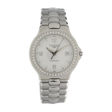 LONGINES Conquest watch L1.631.0 stainless steel diamond silver bezel quartz