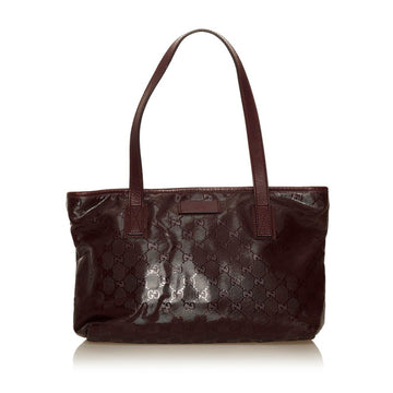 Gucci GG Imprime Tote Bag 21138 Wine Red Purple PVC Leather Ladies GUCCI