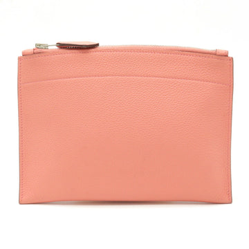 Hermes Pochette Bazaar Mini Clutch Bag Pouch Togo Leather Rose Candy Salmon Pink T Stamp