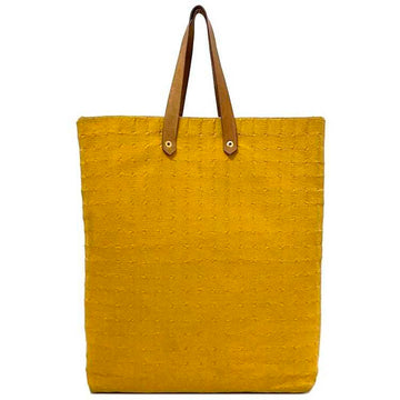 HERMES Tote Bag Amedaba Yellow Canvas Leather  Handbag Ladies