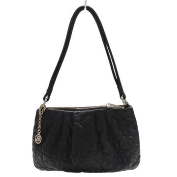 BALLY Bag Women's Handbag Leather Black Flower Hand Pouch -