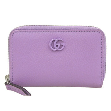 GUCCI Leather Double G Zip Around Wallet Coin Case 644412 Purple Women's