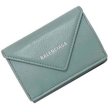 BALENCIAGA trifold wallet paper gray light blue 391446 DLQ0N 4005 leather