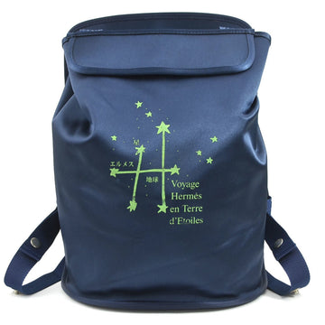 HERMES Backpack Travel Around the Stars Exhibition Limited Sherpa Nylon Navy Ladies