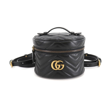 Gucci GG Marmont Mini Backpack Rucksack Leather Black 598594 0416 Gold Hardware