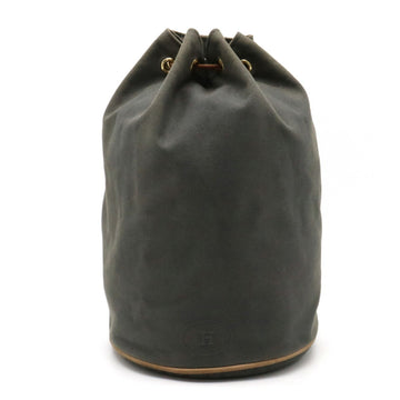 HERMES Porochon Mimil PM Shoulder Bag Canvas Leather Gray