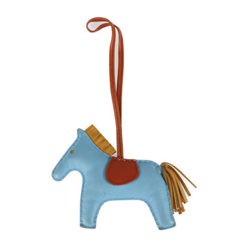 HERMES Rodeo MM Charm Agneau Milo Celeste Natural Bouton Doll Cornelian Bag Keychain Horse