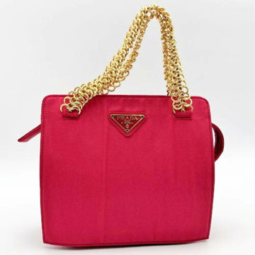 PRADA chain bag handbag mini triangle logo nylon pink gold hardware ladies fashion party