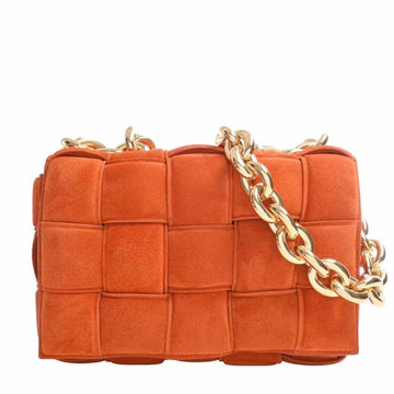 BOTTEGA VENETA Maxi Intrecciato Suede The Chain Cassette Shoulder Bag Orange Women's