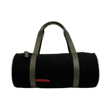 PRADA Sports Logo Nylon Handbag Mini Boston Bag Black Gray Red