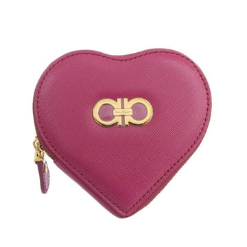 SALVATORE FERRAGAMO Ferragamo Leather Gancini Heart-shaped Coin Case 22 C113 Purple Ladies