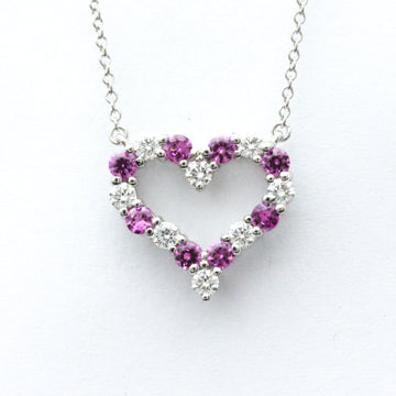 TIFFANY Sentimental Heart Necklace Platinum Diamond,Sapphire Men,Women Fashion Pendant Necklace [Silver]